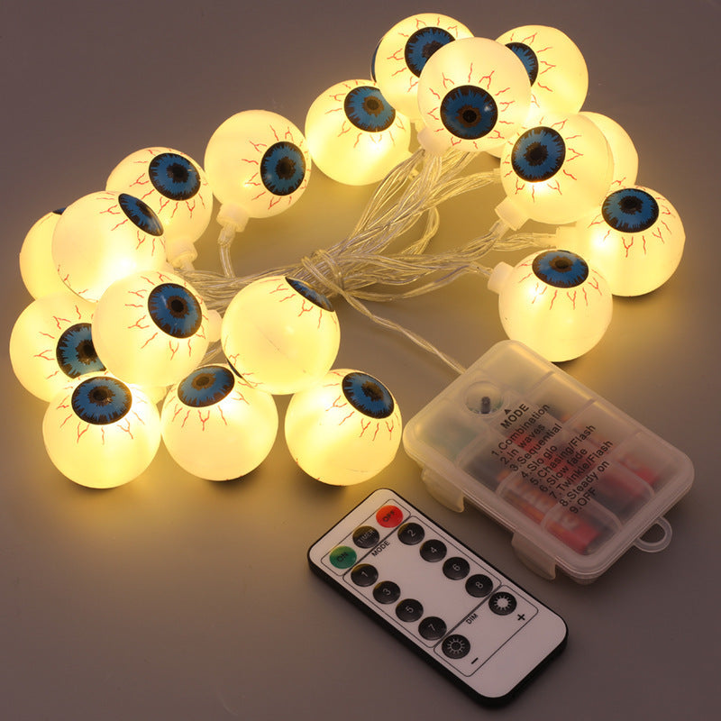 Halloween Ghost Eyeballs LED String Light Set - Battery Powered, Green 10 Lights