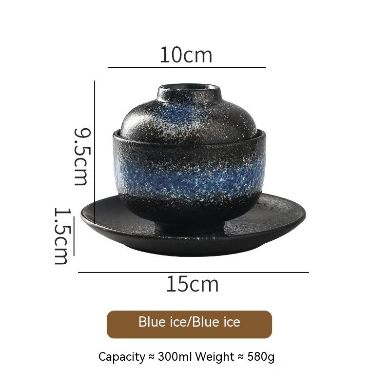Japanese-Style Ceramic Soup Bowl with Lid - Multiple Colors & Patterns