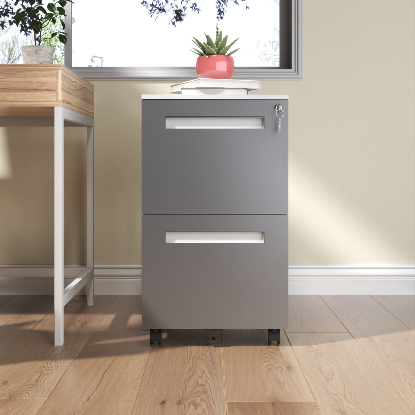 2-Drawer Mobile File Cabinet With Lock, All-Steel Metal Storage On