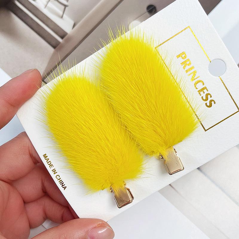 Women's Mink Hair Seamless Plush Hairpin - Retro Japanese Korean Style