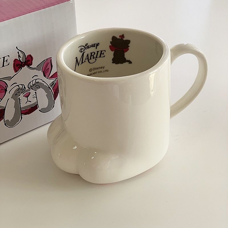 Cute White Ceramic Cat Claw Mug - 250mL Office Coffee Cup, Creative Kitchen Drinkware