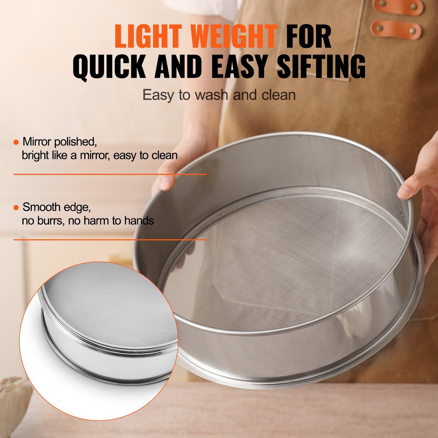 Stainless Steel Flour Sieve with Fine Mesh for Baking - Durable & Easy to Use