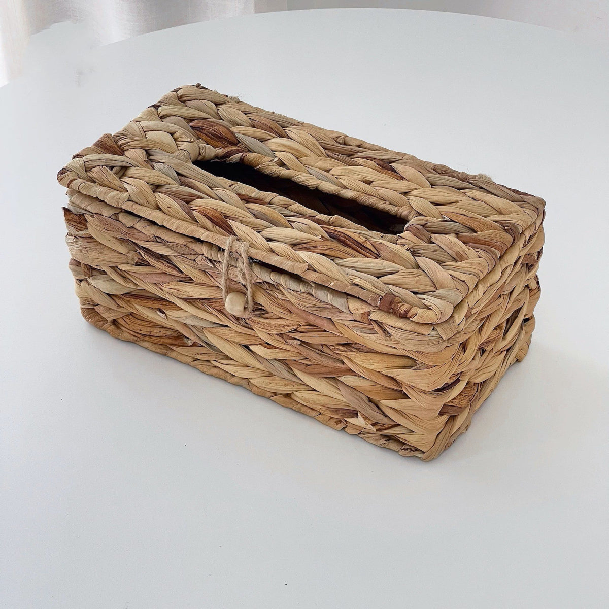 Water Hyacinth Woven Tissue Box - Japanese Style Straw Napkin Storage Container