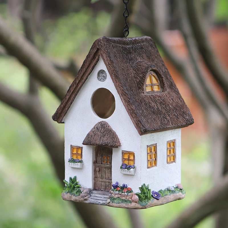 Garden Bird House Ornaments - Resin Farmhouse Decor for Lawn & Garden