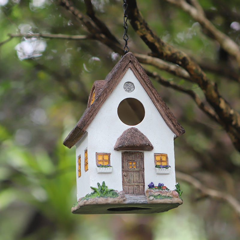 Garden Bird House Ornaments - Resin Farmhouse Decor for Lawn & Garden