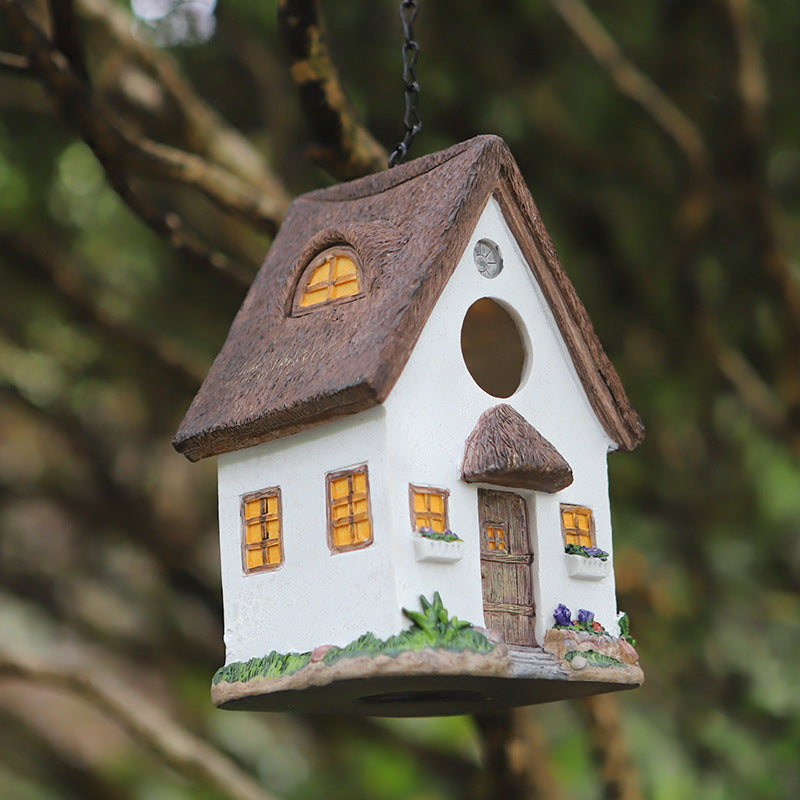 Garden Bird House Ornaments - Resin Farmhouse Decor for Lawn & Garden