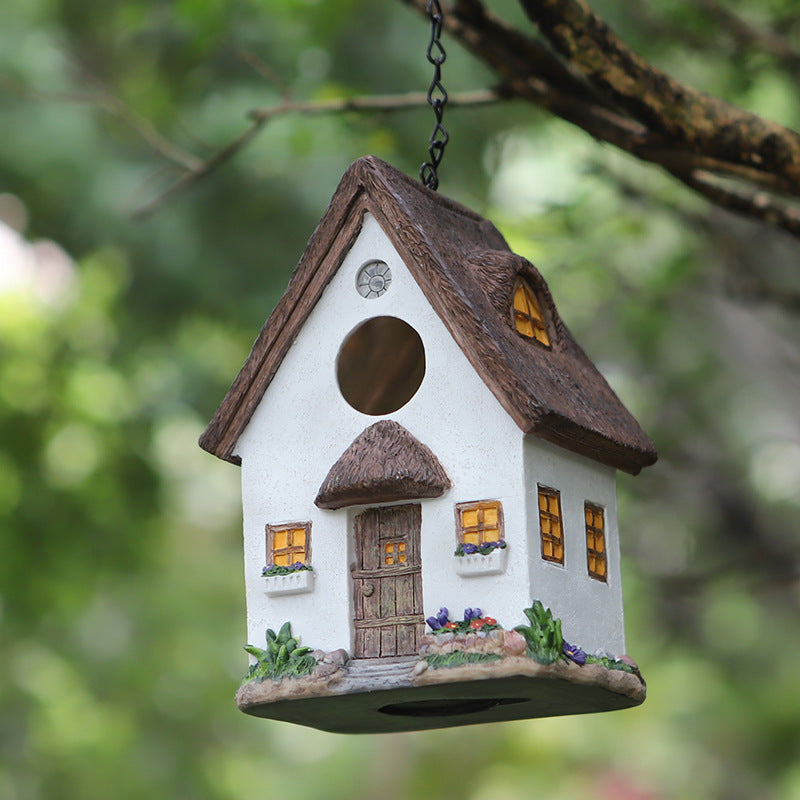 Garden Bird House Ornaments - Resin Farmhouse Decor for Lawn & Garden