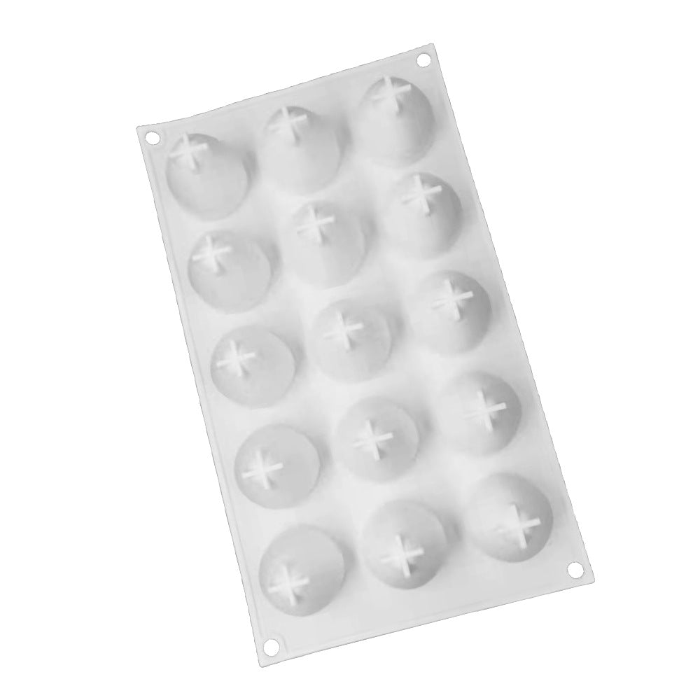 15-Cavity Strawberry Mousse Silicone Baking Mold - White, 295x173x50mm