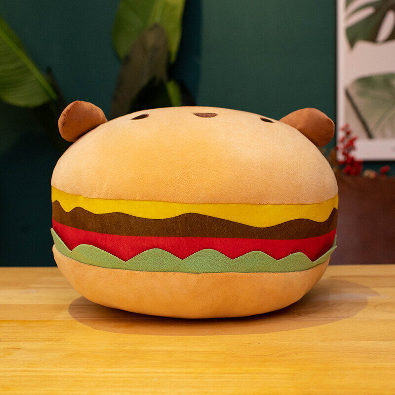 Puppy Hamburger Plush Cushion for Children's Room Decor - Multiple Sizes