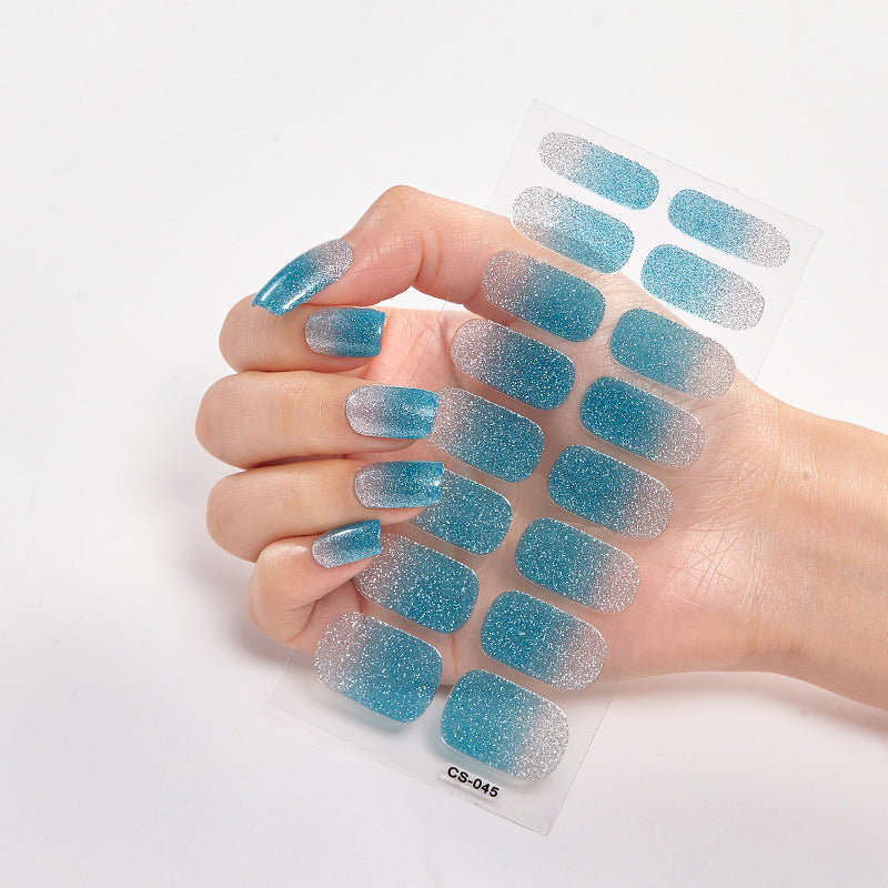 Gradient Onion Powder Nail Sticker Kit Tearable Color Nail Art Set for Manicure