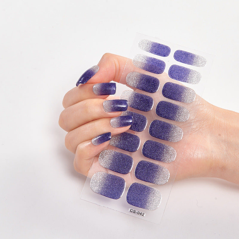Gradient Onion Powder Nail Sticker Kit Tearable Color Nail Art Set for Manicure