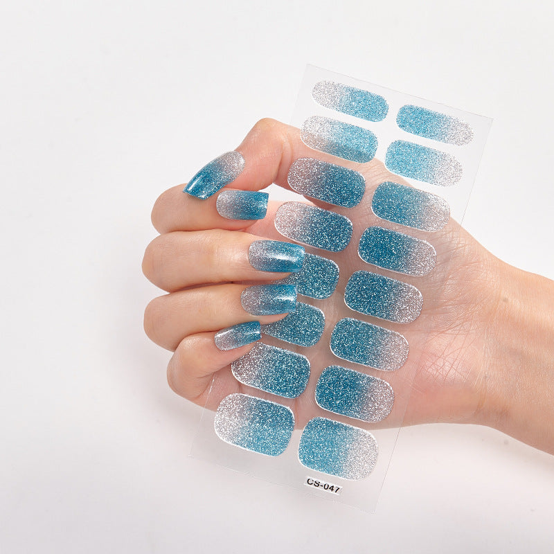 Gradient Onion Powder Nail Sticker Kit Tearable Color Nail Art Set for Manicure