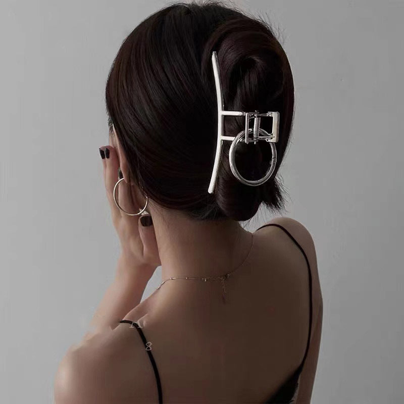 Metal Circle Grip Hairpin - Silver