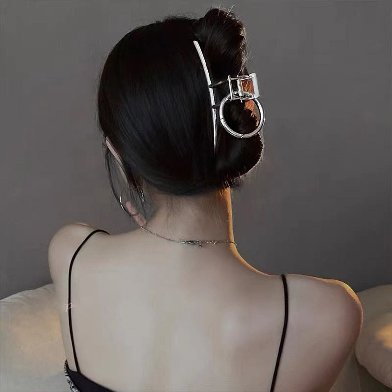 Metal Circle Grip Hairpin - Silver
