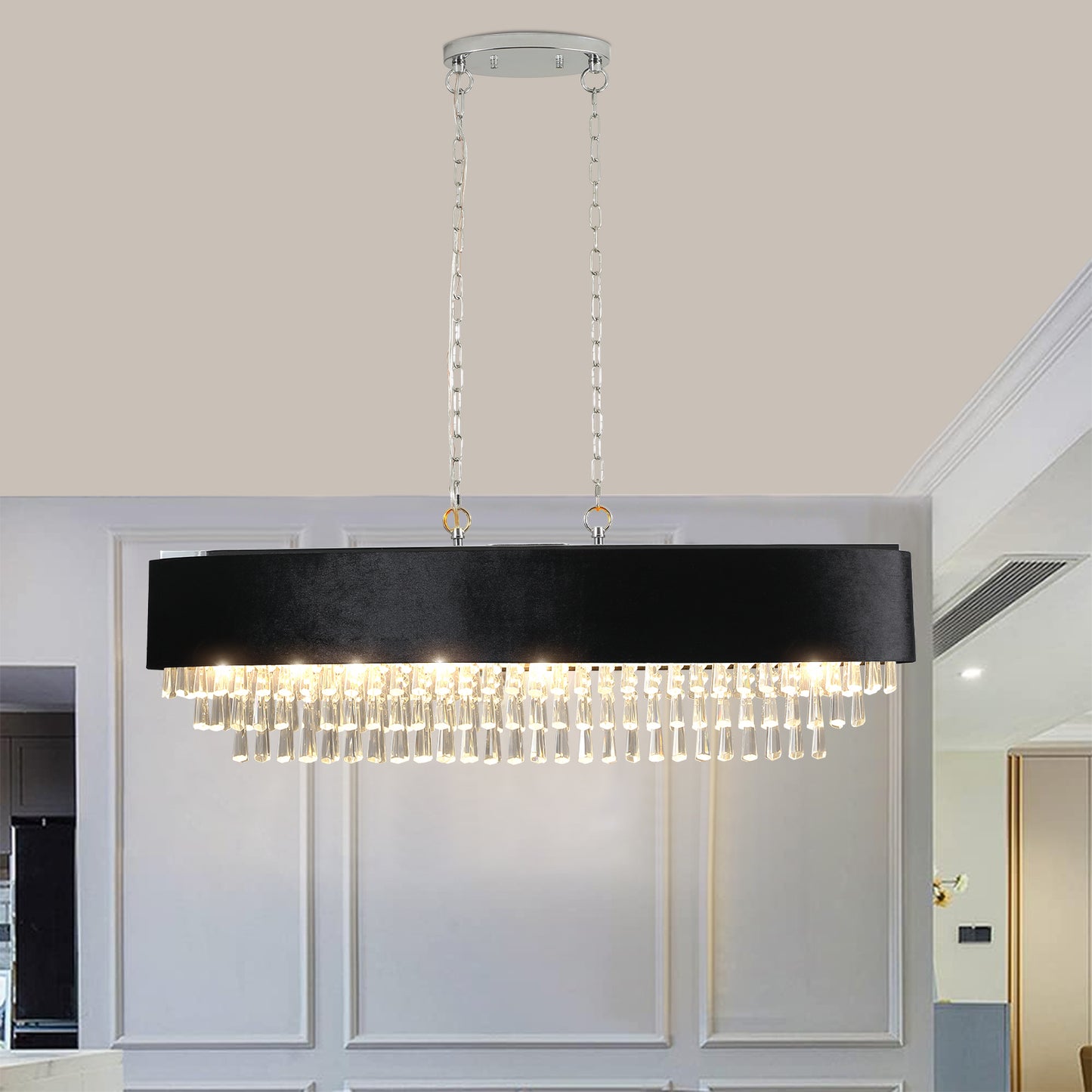 39in Crystal Chandelier with Adjustable Height, 8-Light G9 Base