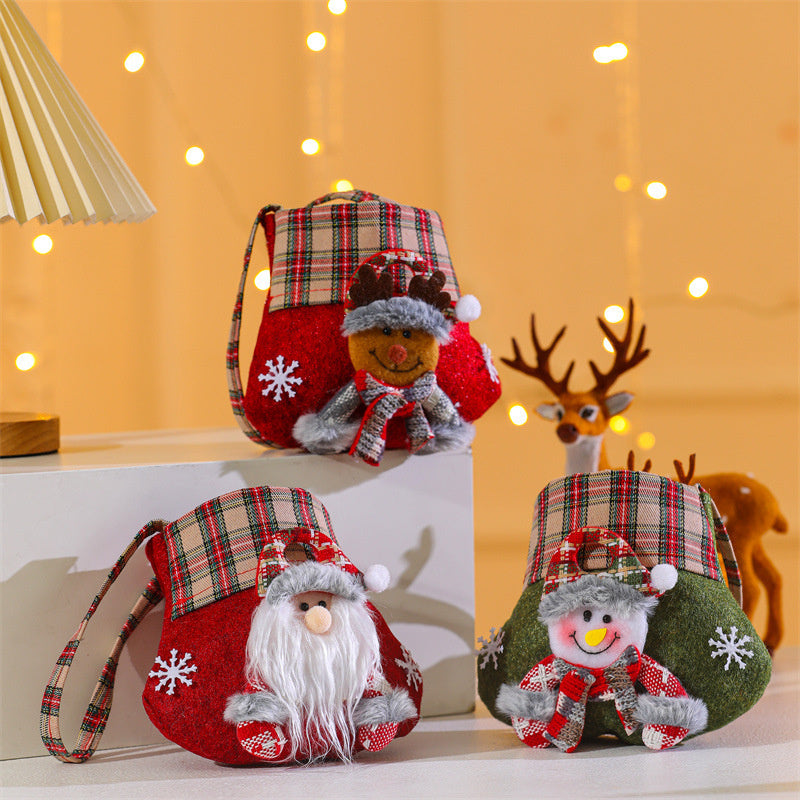 Christmas Cartoon 3D Doll Candy Gift Bag with Holiday Design