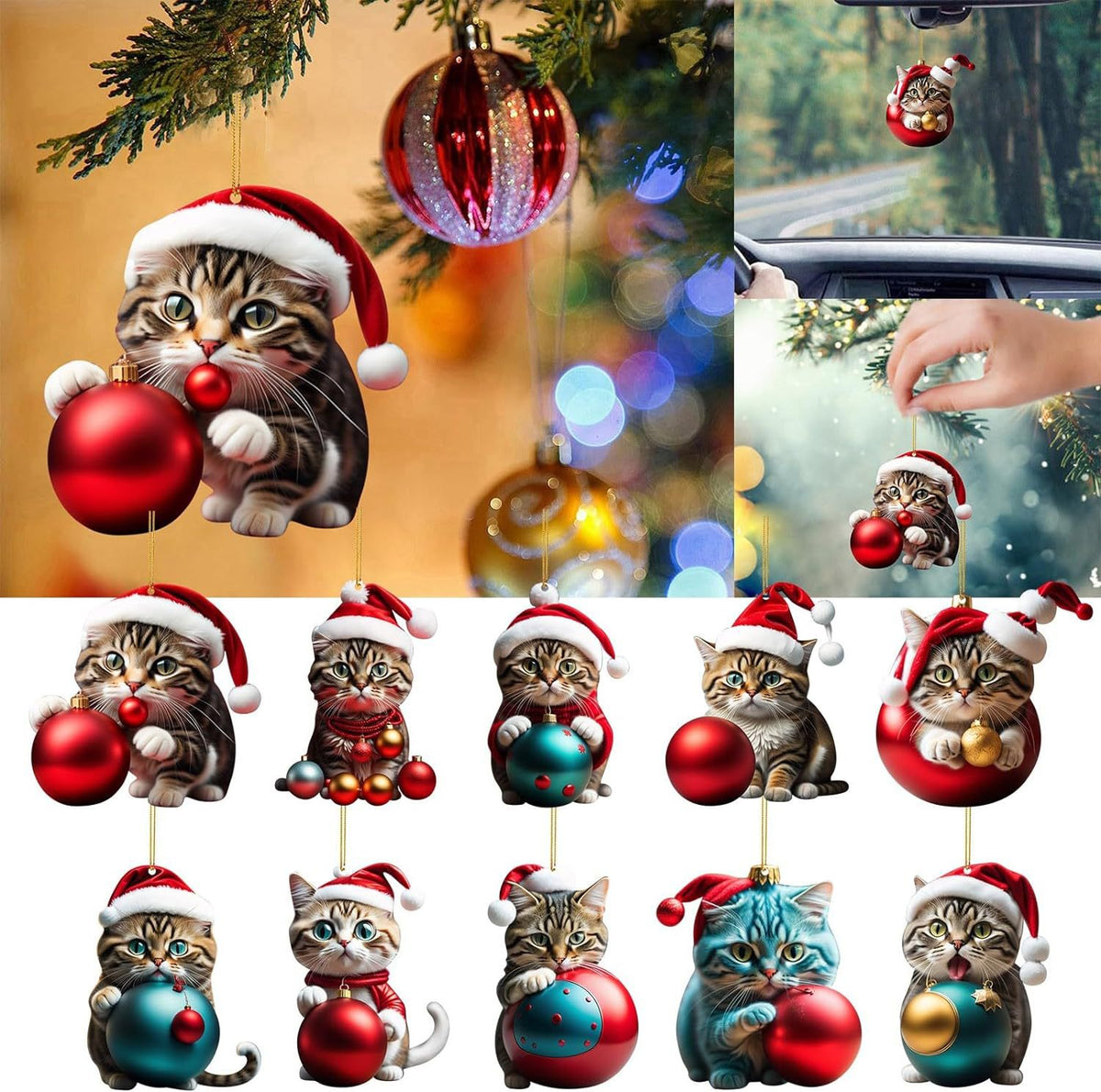 Christmas Kitty Car Backpack Pendant Home Decoration Gift - Festive & Party Supplies