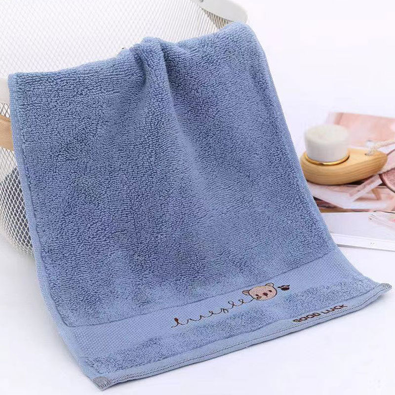 Cotton Embroidered Bear Head Towel - Kids Bathroom Hand Towel 25x50cm
