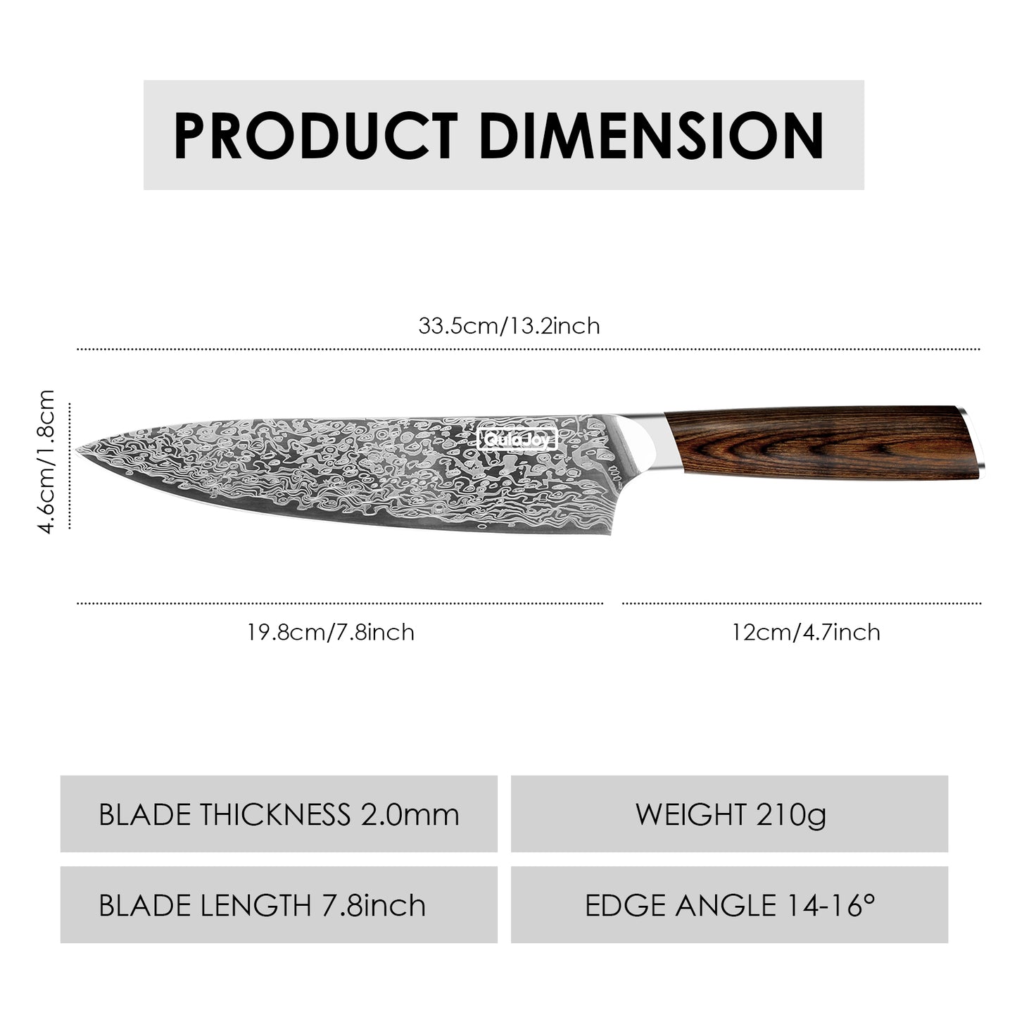 Japanese Chef Knife - High Carbon Steel Kitchen Knife with Ergonomic Handle
