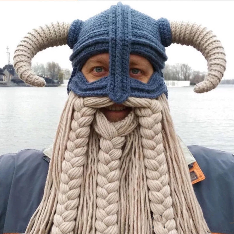 Crocheted Wool Earmuffs Hat for Couples - Eccentric Style, High Crown, M56 58cm