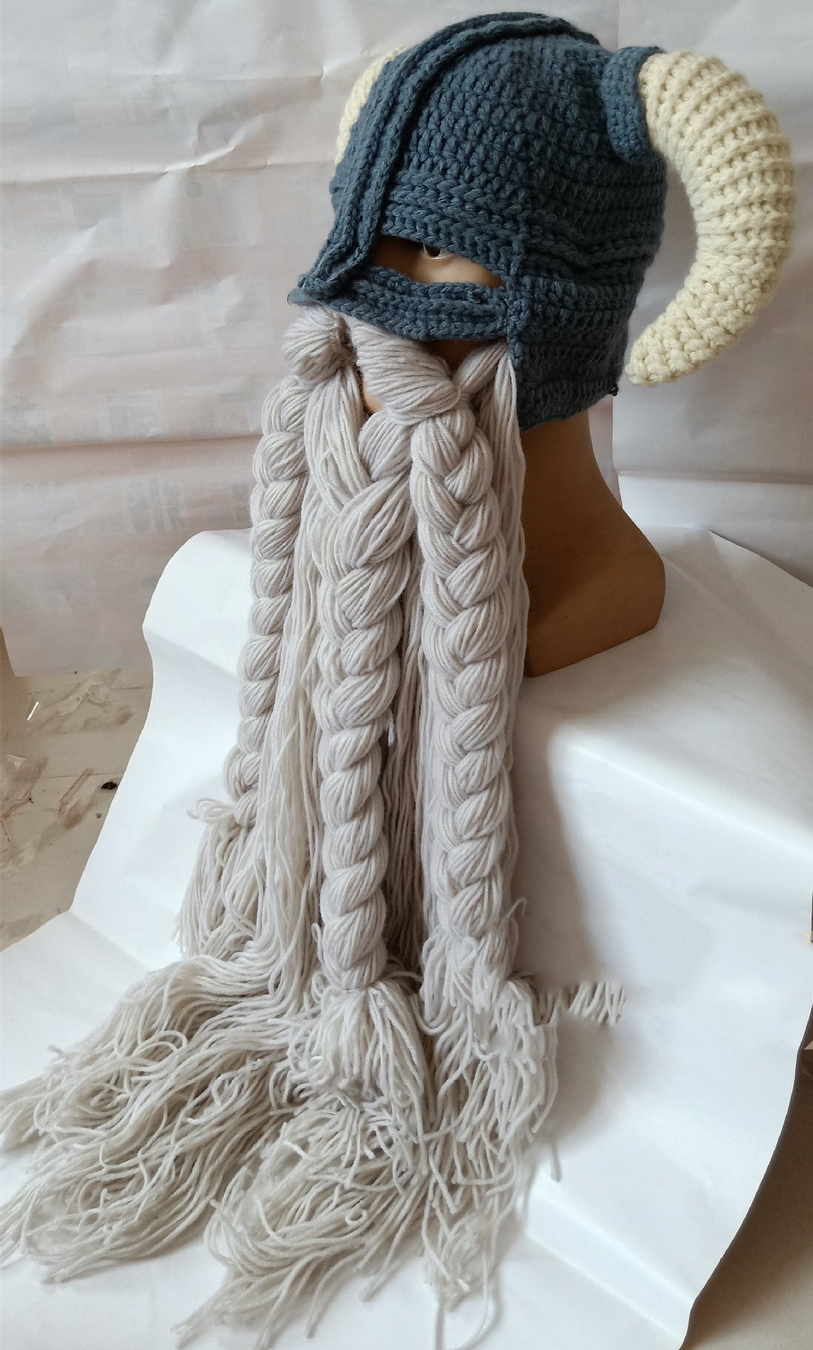 Crocheted Wool Earmuffs Hat for Couples - Eccentric Style, High Crown, M56 58cm
