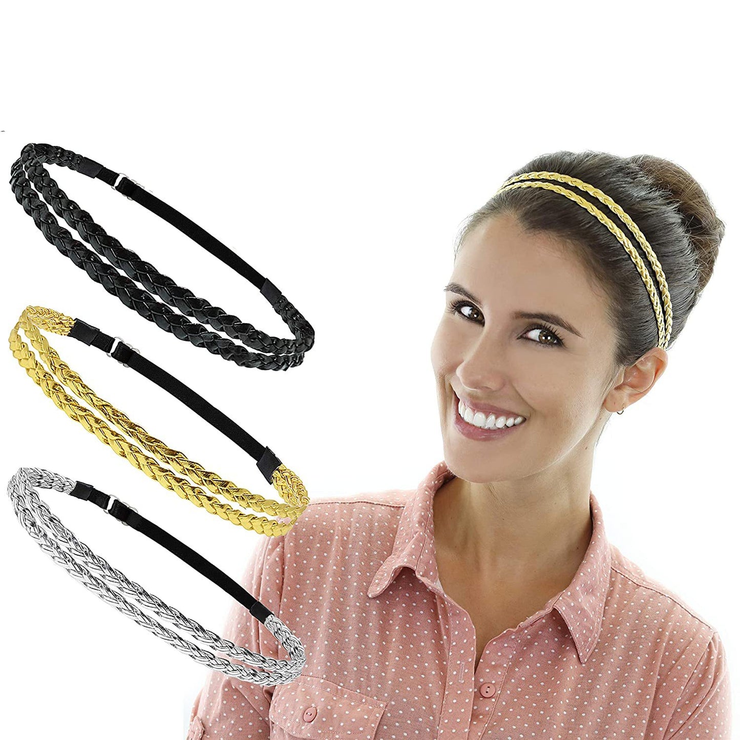 Adjustable Elastic Woven Headband with Twisted Design for Unisex Hair Styles