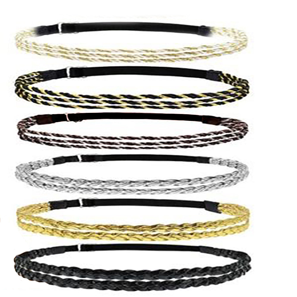 Adjustable Elastic Woven Headband with Twisted Design for Unisex Hair Styles