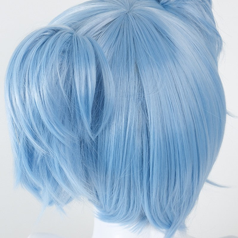 Blue Anime Wig Cosplay Side Bangs Short Human Hair Style