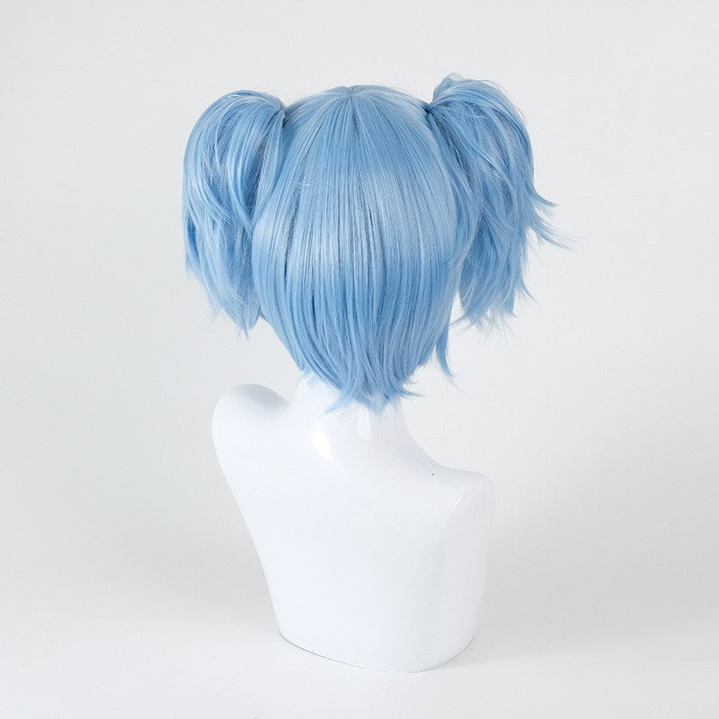 Blue Anime Wig Cosplay Side Bangs Short Human Hair Style