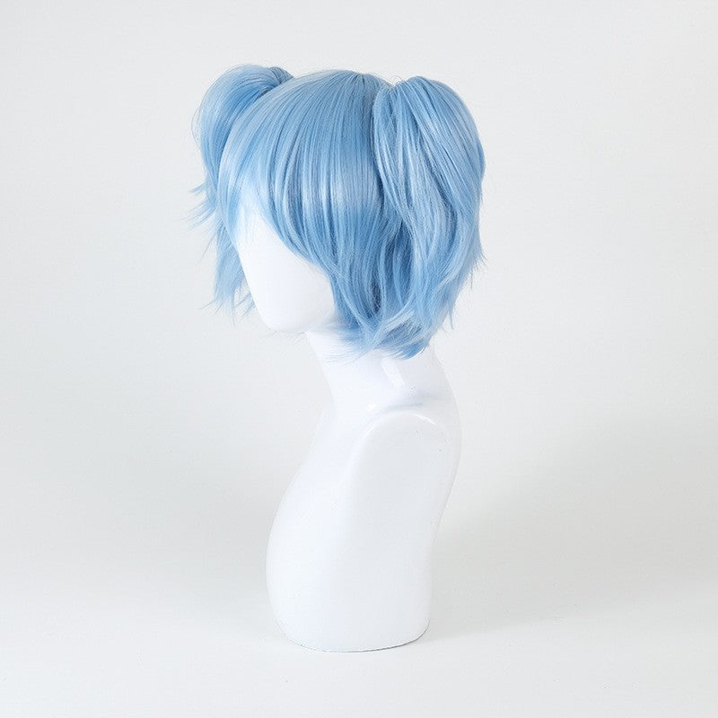 Blue Anime Wig Cosplay Side Bangs Short Human Hair Style