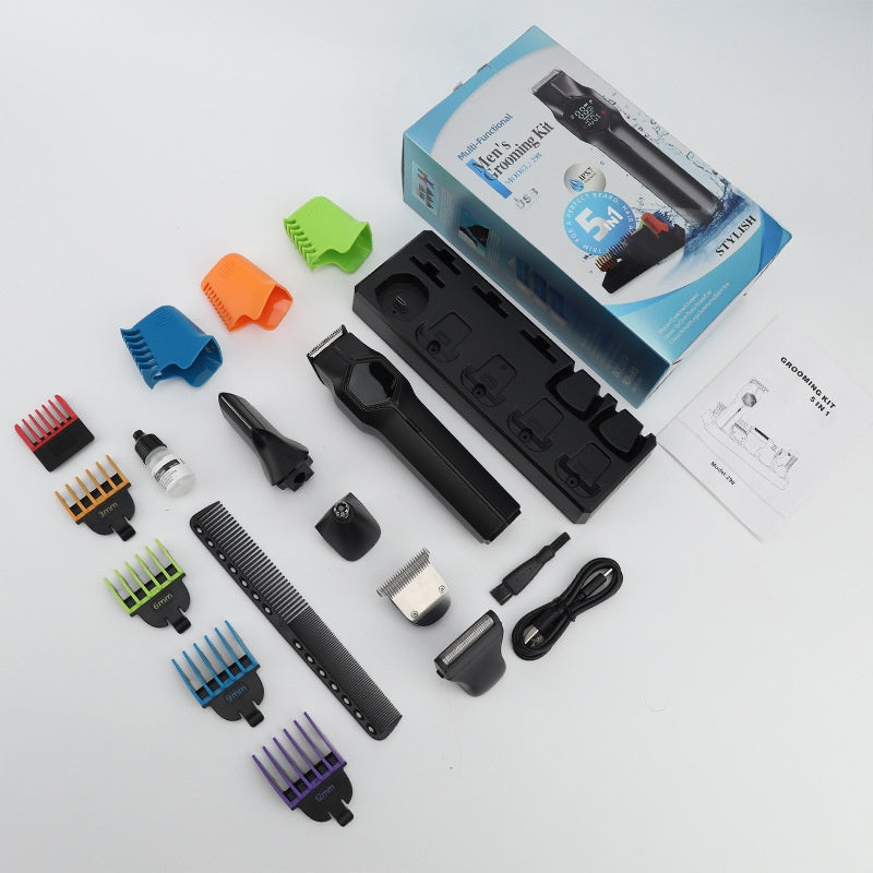 Men's Hair Clipper Set with Magnetic Cutter Head - Rechargeable Household Grooming