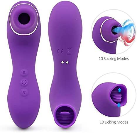 Female Tongue Licking Sucking Toy with Silicone Handle, Multiple Colors