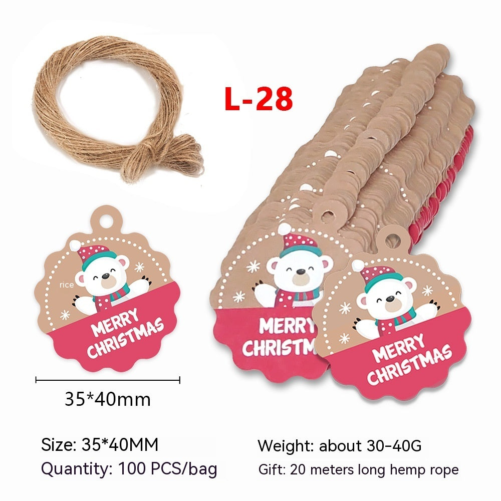 Christmas Kraft Paper Gift Tags with Santa Claus Card - Festive Packaging Labels