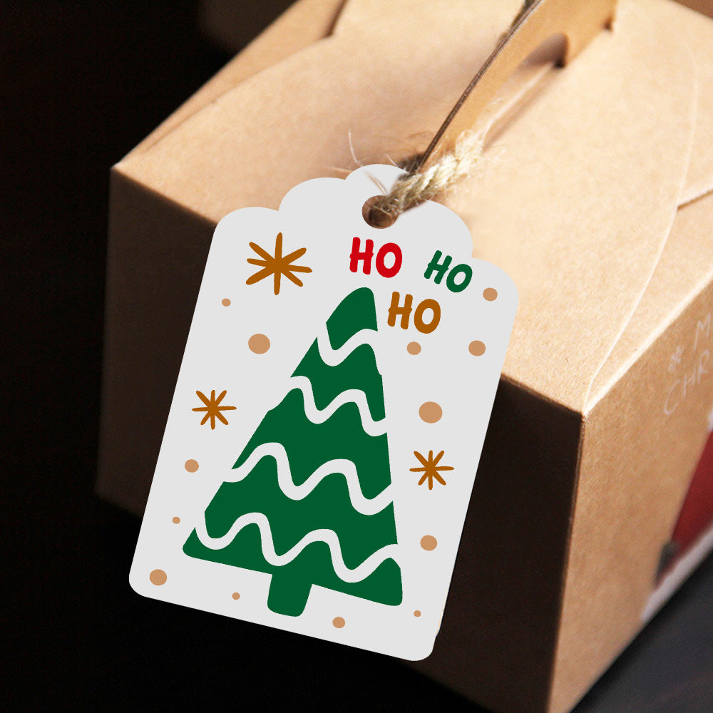 Christmas Kraft Paper Gift Tags with Santa Claus Card - Festive Packaging Labels