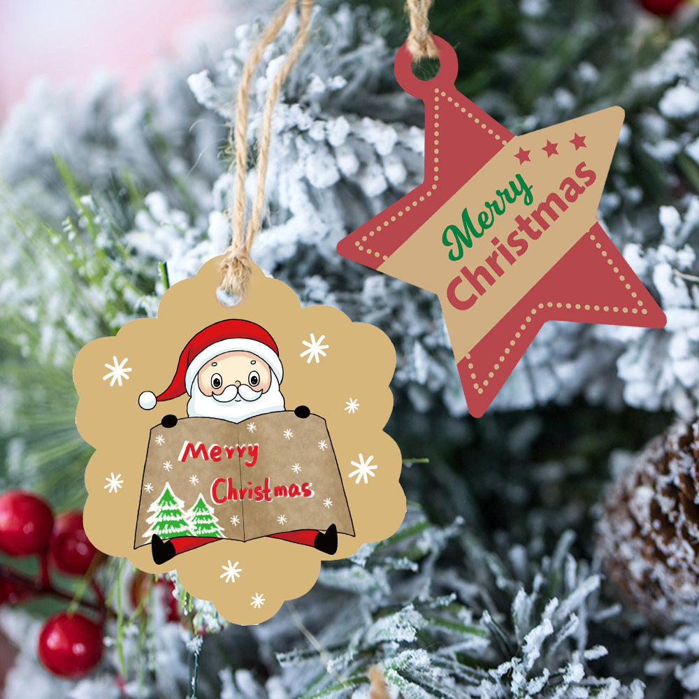 Christmas Kraft Paper Gift Tags with Santa Claus Card - Festive Packaging Labels