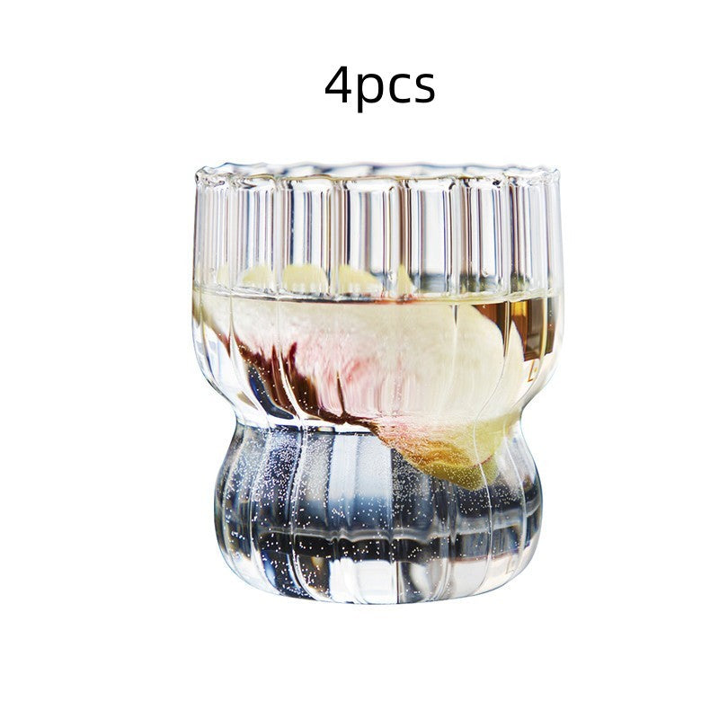 Vertical Grain Glass Chubby Cup - Modern Simple Drinkware for Home & Office