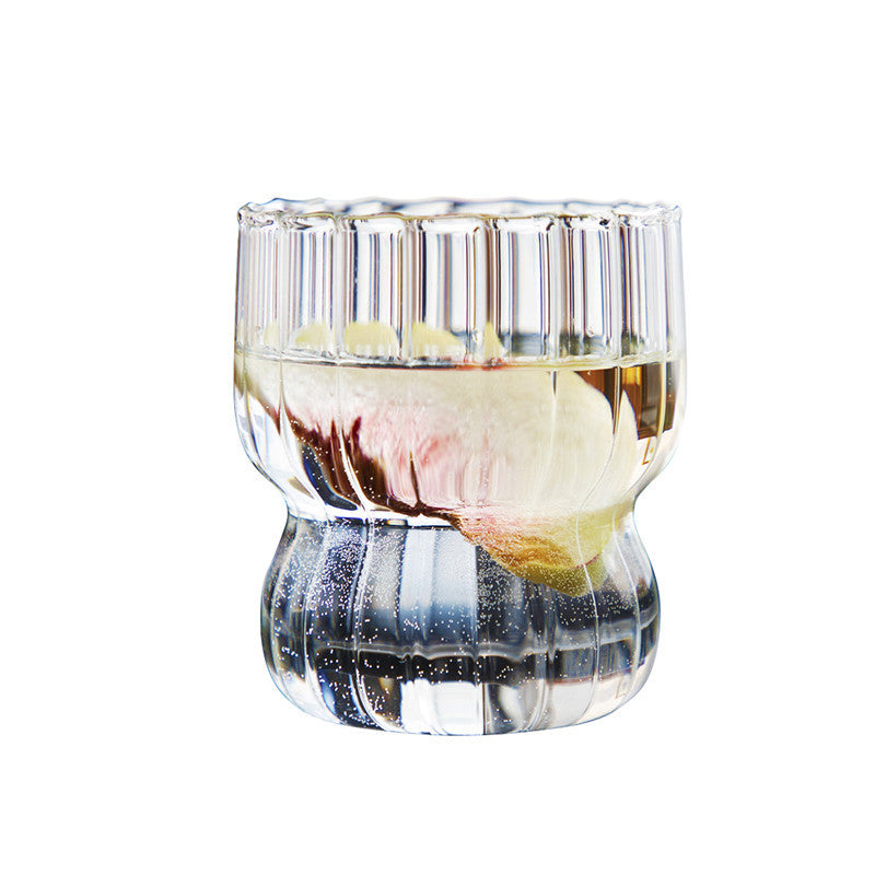Vertical Grain Glass Chubby Cup - Modern Simple Drinkware for Home & Office