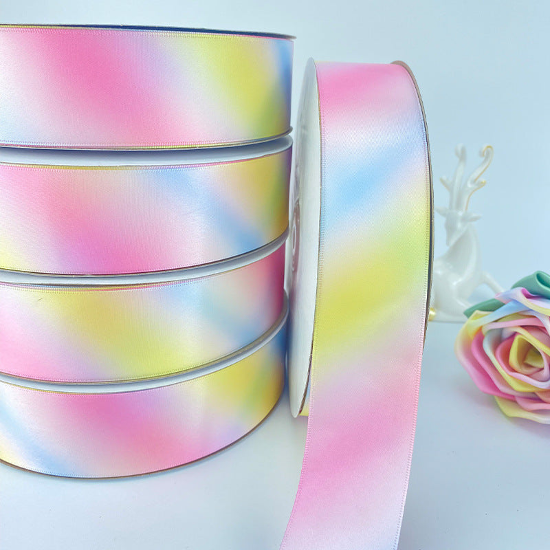 Double-Sided Bright Thickened Polyester Ribbon for Gift Bouquets - 25 Yards