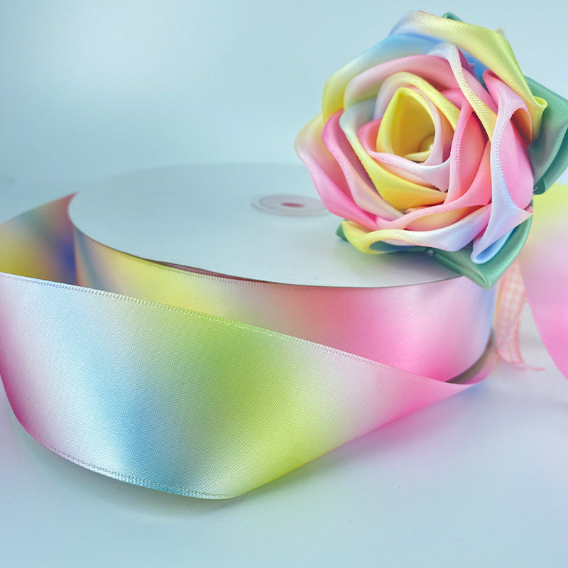 Double-Sided Bright Thickened Polyester Ribbon for Gift Bouquets - 25 Yards