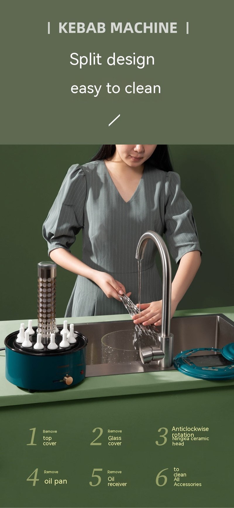 Multi-function Smoke-free Skewers Machine for Kitchen Cooking