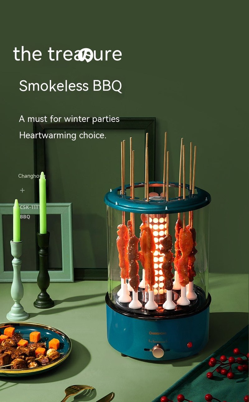 Multi-function Smoke-free Skewers Machine for Kitchen Cooking