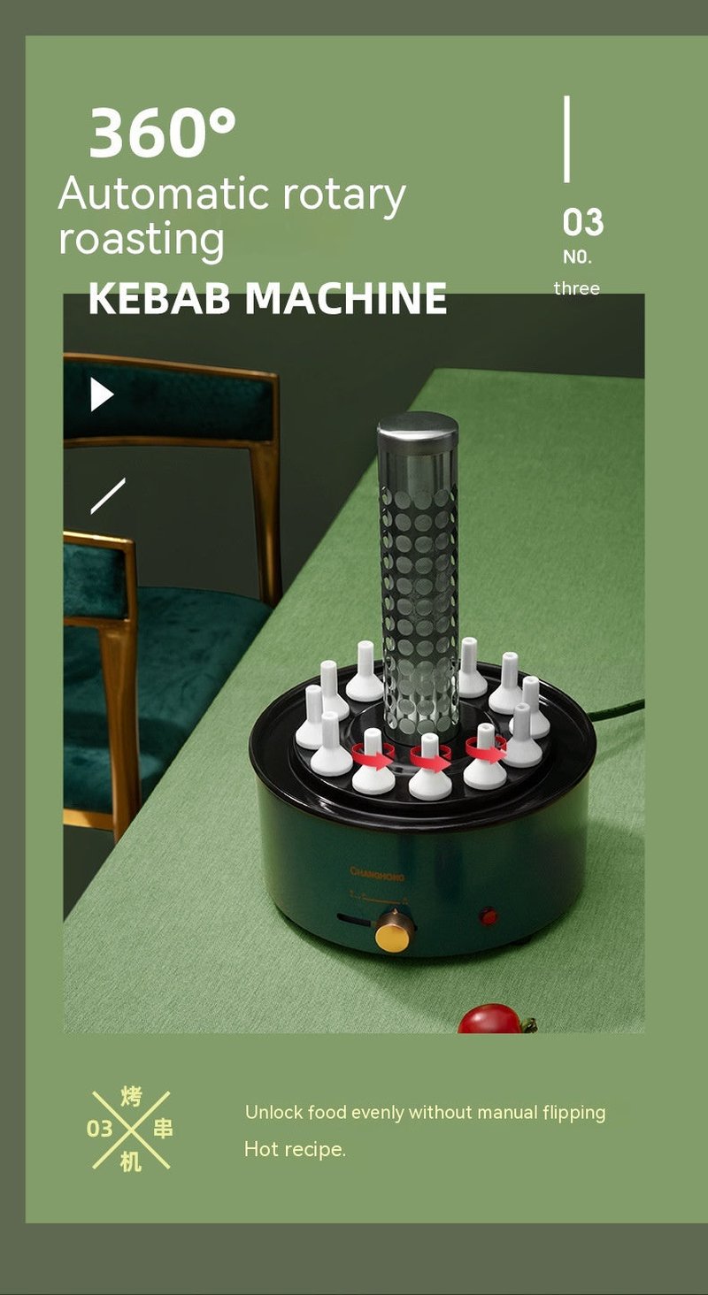 Multi-function Smoke-free Skewers Machine for Kitchen Cooking