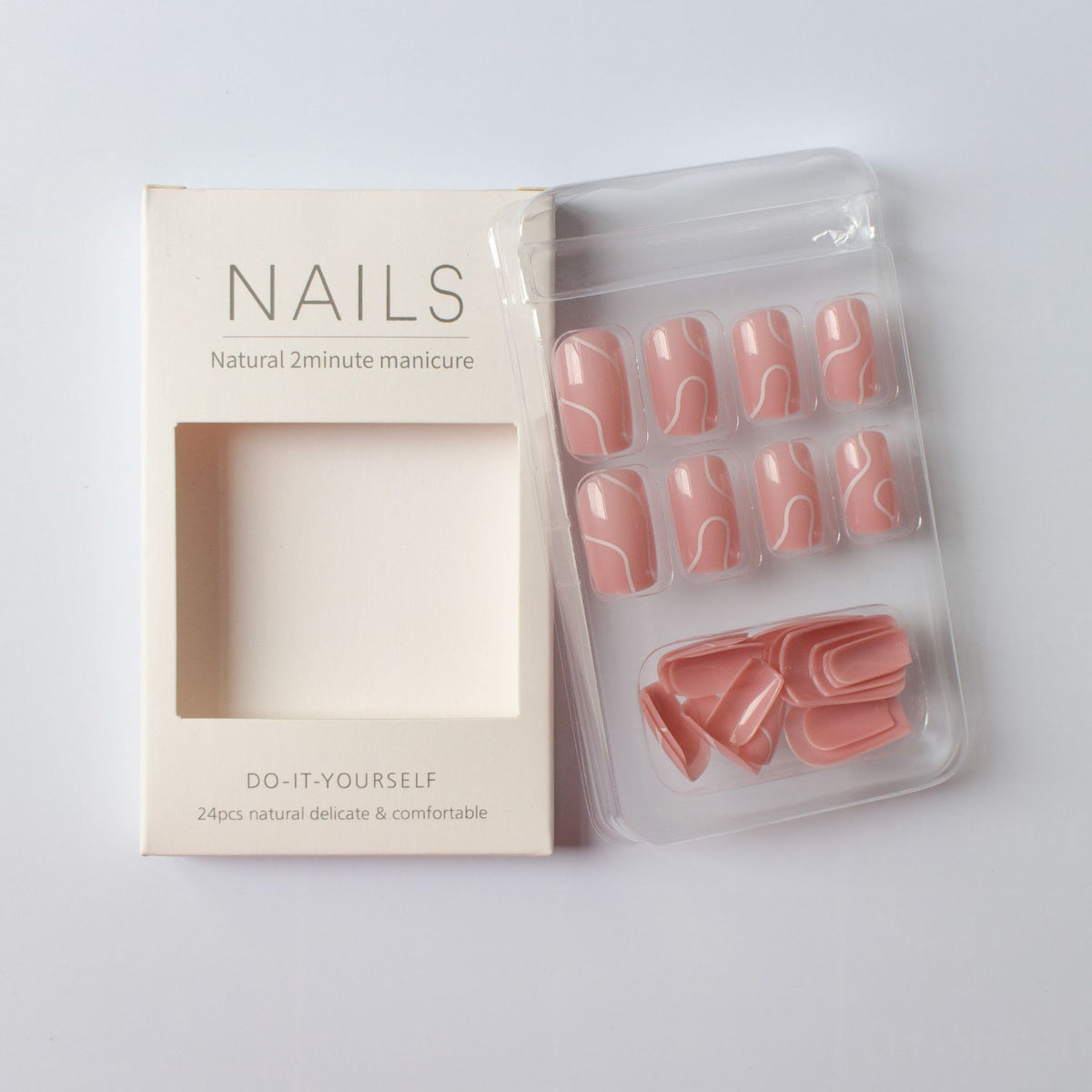 Fake Nail Set with Glue - 24 Pieces Nail Art Accessories for Manicure