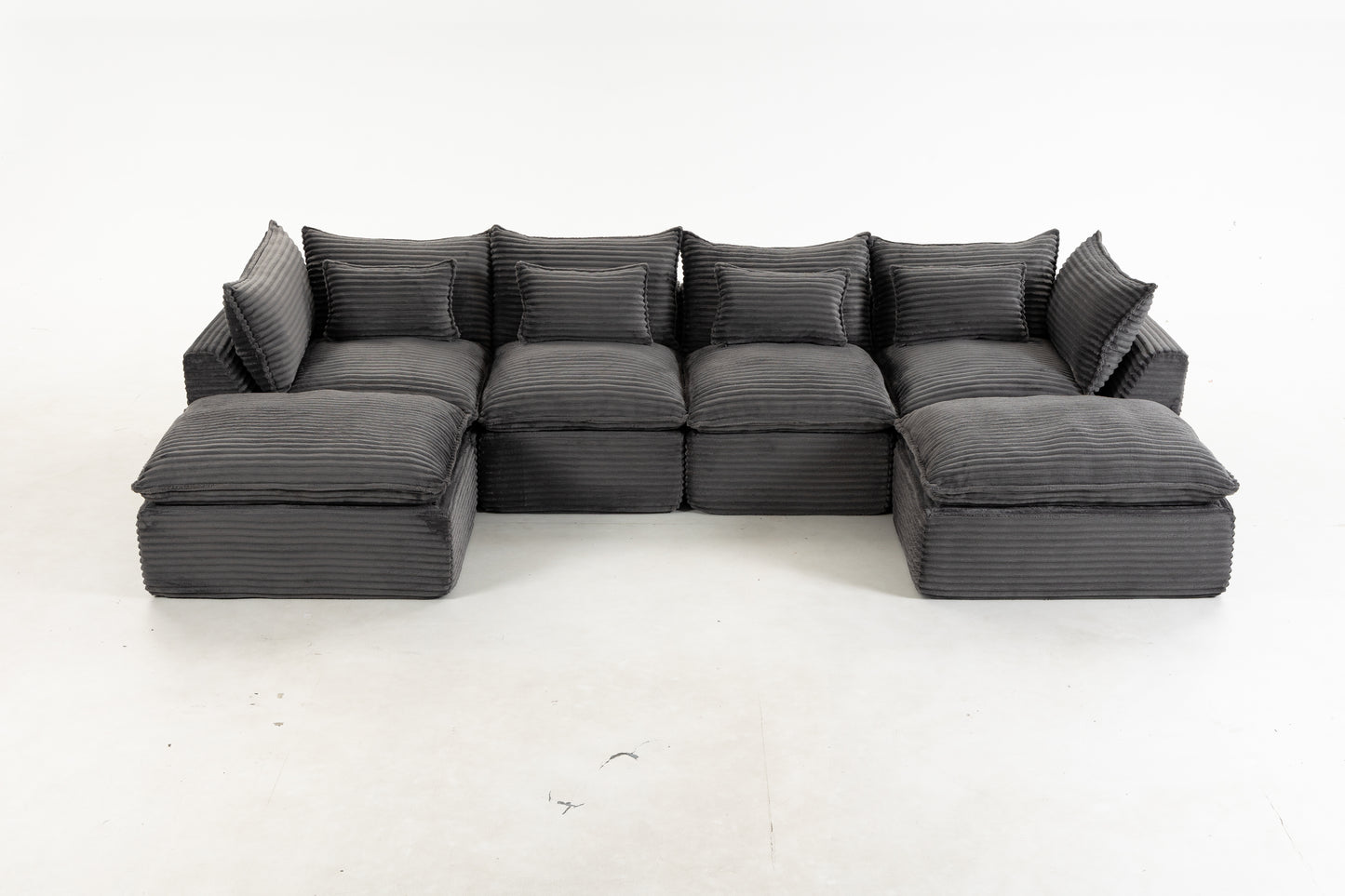 Oversized Modular Sectional Sofa - 129.8" Wide, Antique Grey