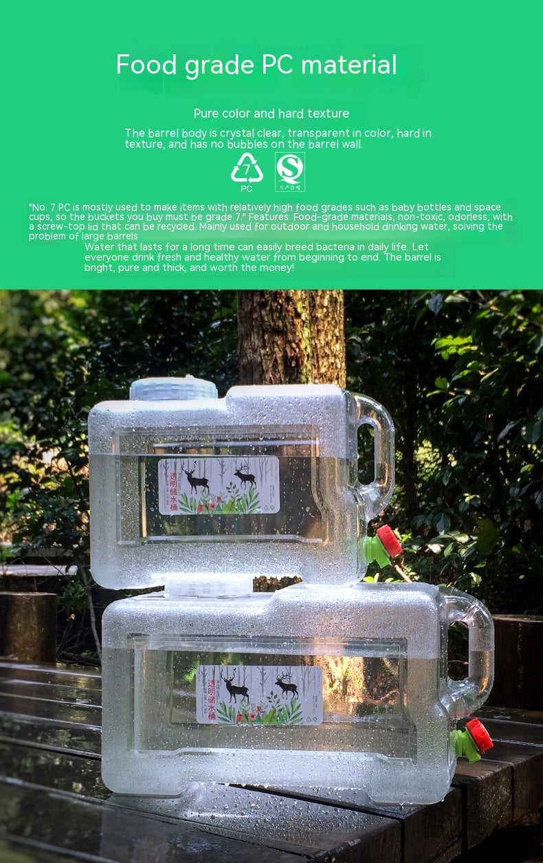 Outdoor Water Storage Barrel with Faucet - White Plastic Square Tank 18L/22L