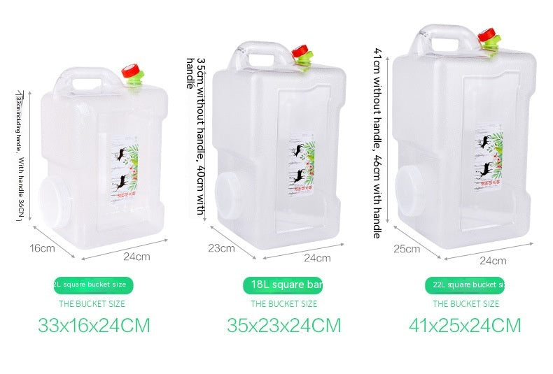 Outdoor Water Storage Barrel with Faucet - White Plastic Square Tank 18L/22L