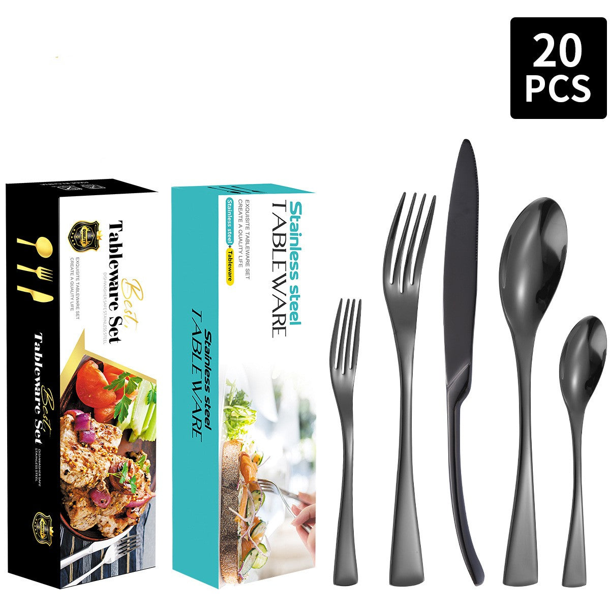 Stainless Steel 20-Piece Flatware Set for 4 People - Knife Fork Spoon