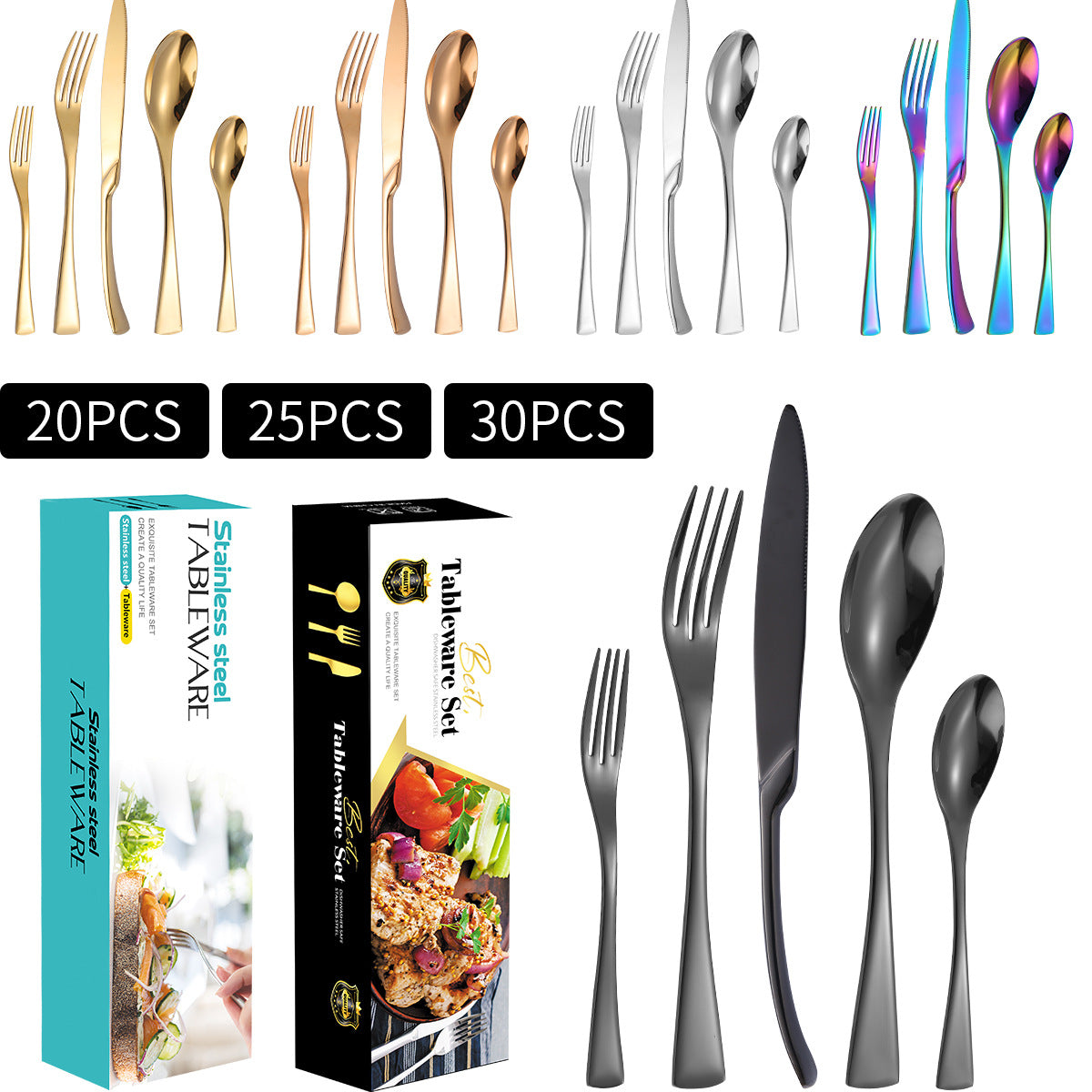 Stainless Steel 20-Piece Flatware Set for 4 People - Knife Fork Spoon