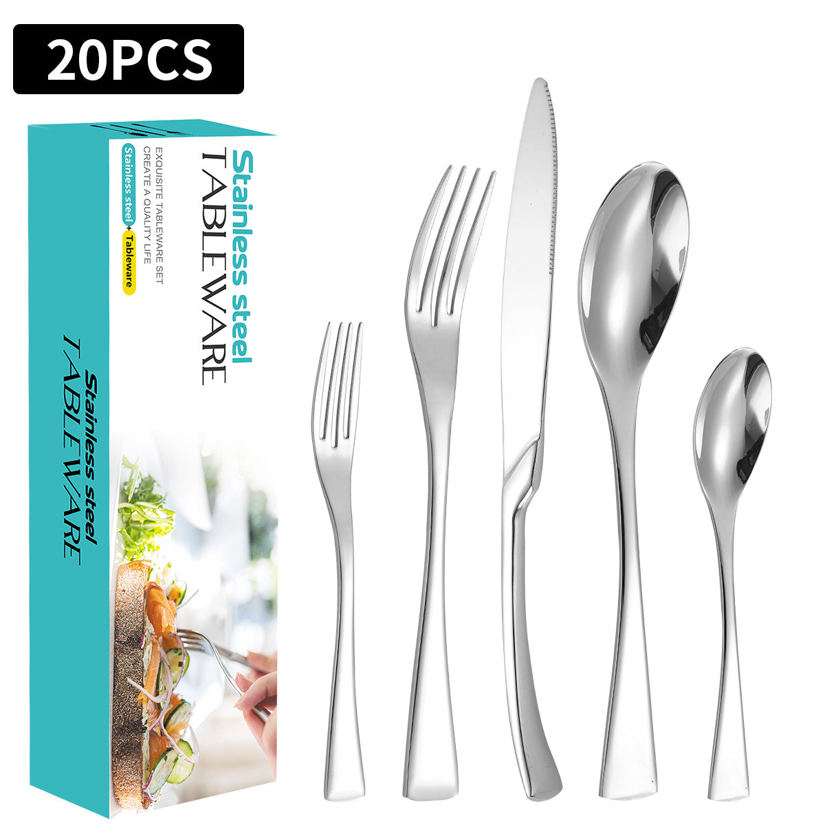 Stainless Steel 20-Piece Flatware Set for 4 People - Knife Fork Spoon