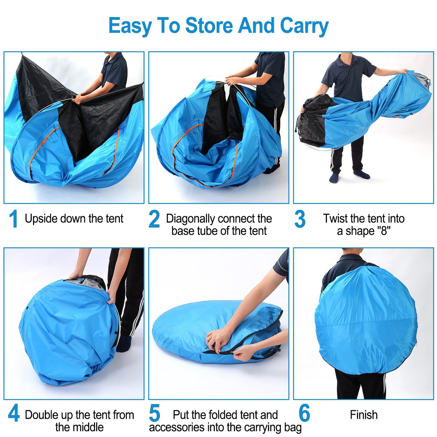 4-Person Waterproof Camping Tent with Mosquito Net - Blue
